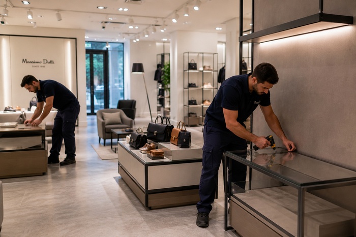 Instalación de mobiliario comercial en tienda, boutique o franquicia