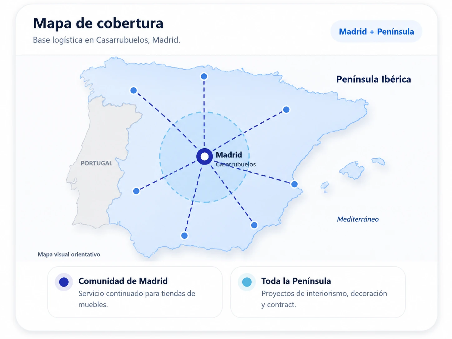 Mapa de cobertura de Mobellial en Madrid y toda la Península Ibérica
