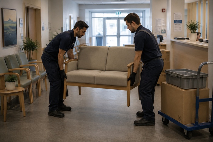Logística e instalación de mobiliario para clínica, hospital o residencia